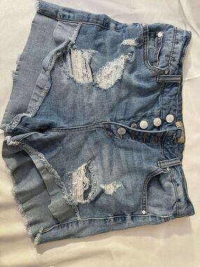 Celebrity Pink Light Blue Washed Denim Shorts Y2k pop shorts